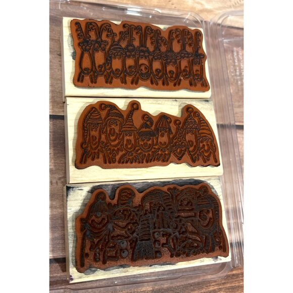 HTF 111648 Stampin Up Holiday Lineup Wood Rubber Stamp Set ELF Reindeer Snowman - Picture 5 of 5